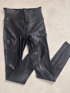 SPANX Black Faux Leather High-Waist Leggings